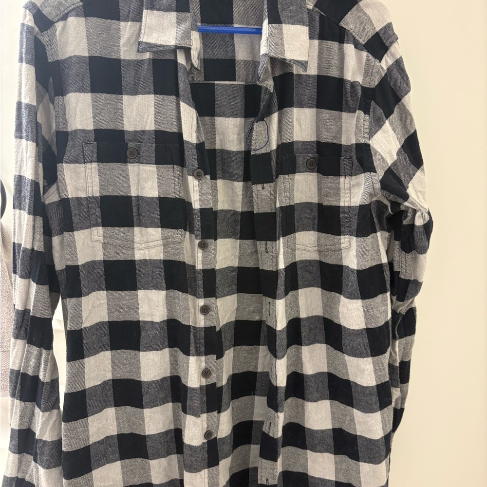 Classic Black and White Plaid Men's Shirt